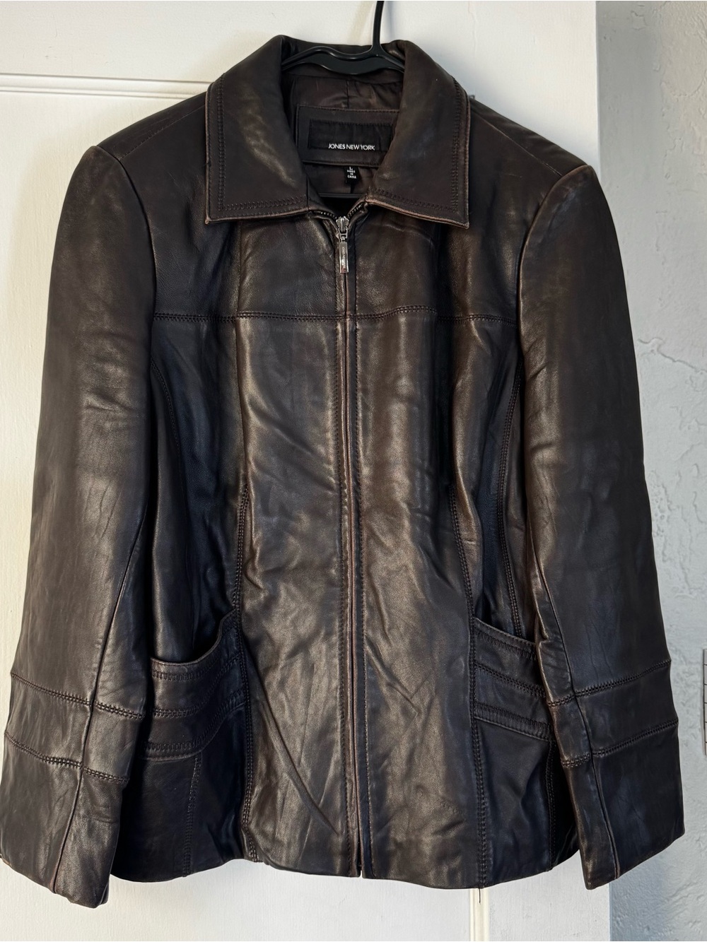 Vintage Jones New York Women's Chocolate Leather Jacket